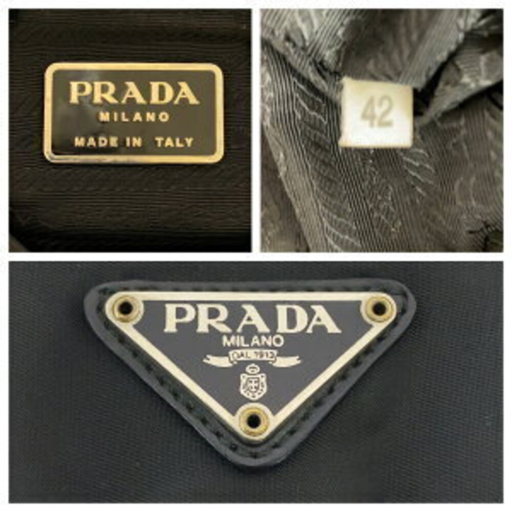 Prada logo backpack black plate triangular Nylon Tessuto - Picture 4 of 10
